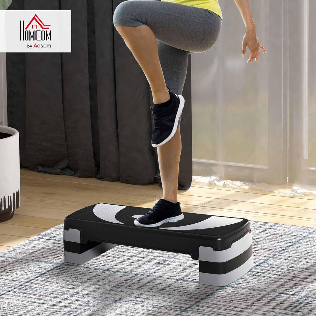 HOMCOM Steppbrett Aerobic-Stepper höhenverstellbar mit 3 Stufen (10/15/20 cm) Fitness Heimtrainer fü