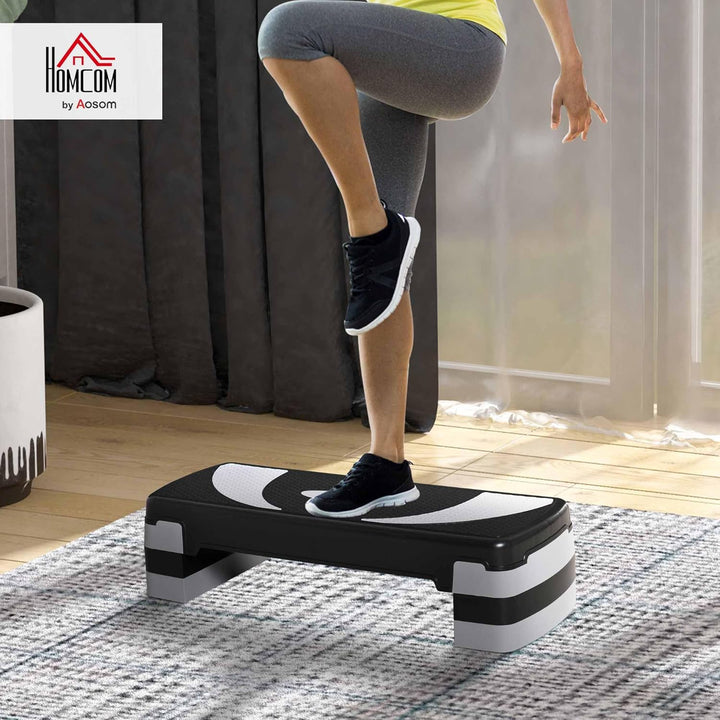 HOMCOM Steppbrett Aerobic-Stepper höhenverstellbar mit 3 Stufen (10/15/20 cm) Fitness Heimtrainer fü