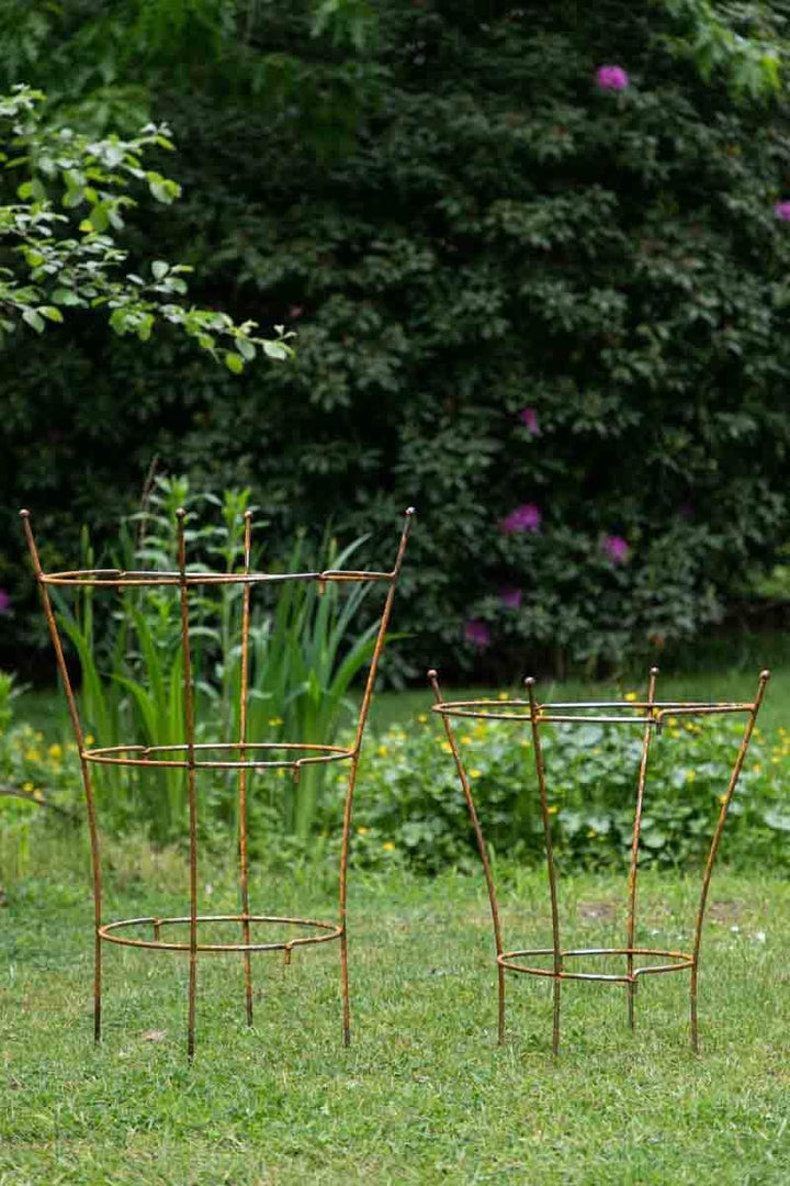 KUHEIGA 2er Set Staudenhalter Rostig aus Höhe: 60cm und 85cm - 2 TLG. Strauchhalter Rankgerüst, Rost
