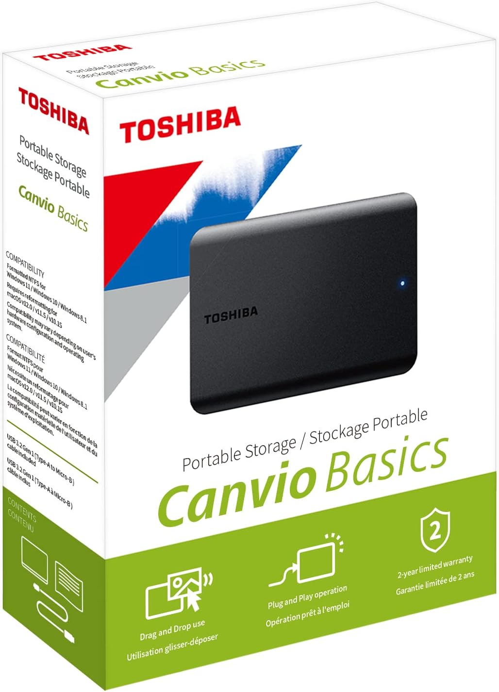 Toshiba CANVIO Basics 2.5 4TB Black 4 TB, 4 TB