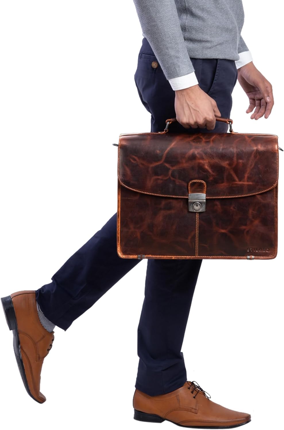 STILORD 'Miguel' Klassische Leder Aktentasche Schwarz Herren grosse Businesstasche Arbeit Bürotasche