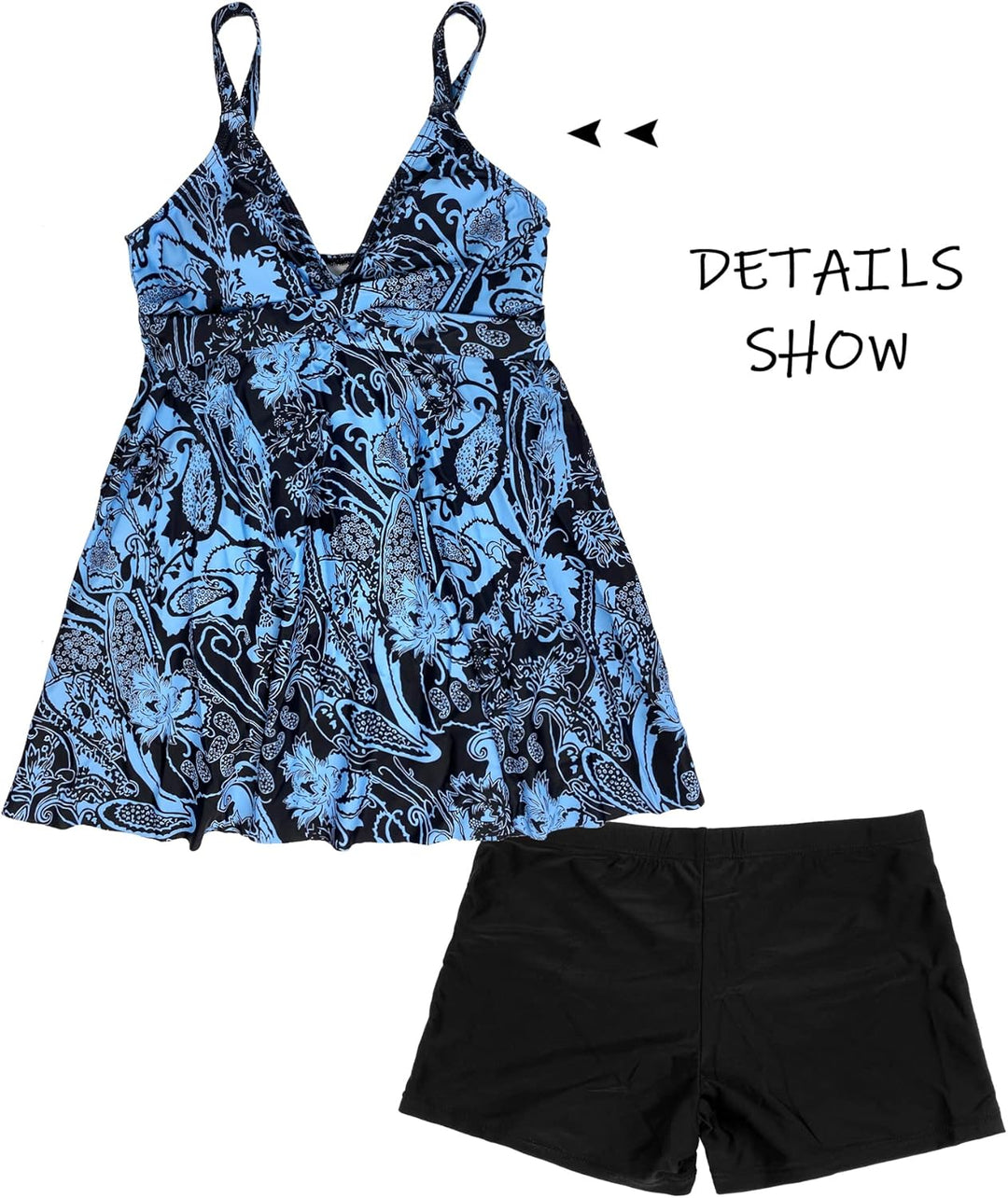 CheChury Badeanzug Tankini Damen Bauchweg Volant Zweiteilig Bademode Push up Badeanzug Oberteil mit