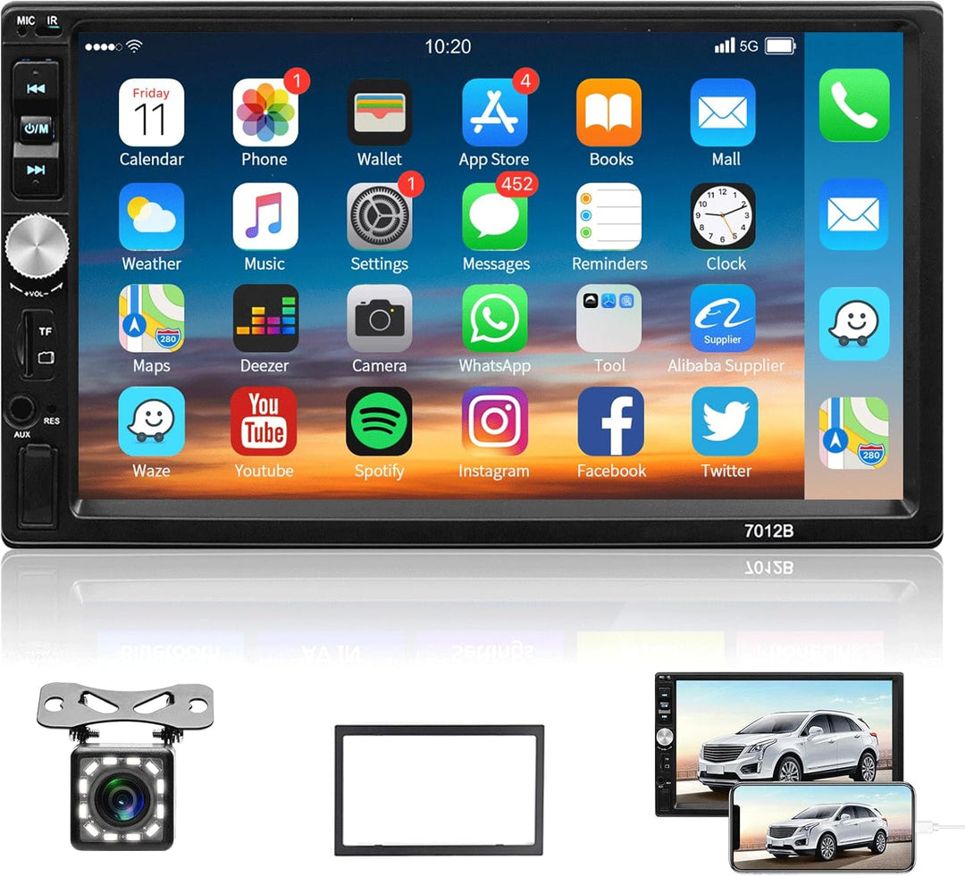 Autoradio 2 Din - Auto Stereo Bluetooth mit 7 Zoll Touchscreen, Multimedia Player Auto mit Rückfahrk
