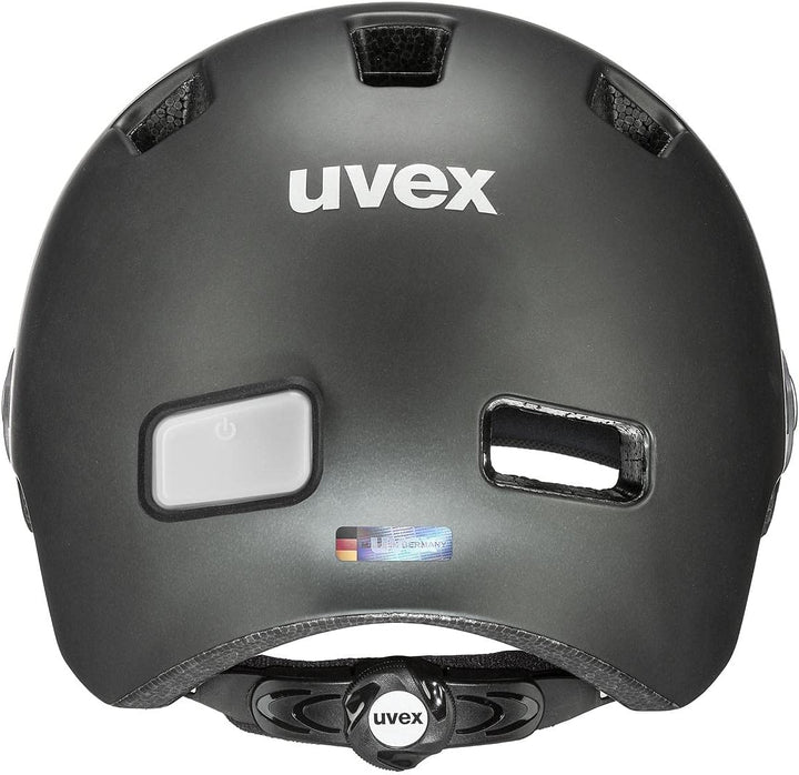 uvex rush visor - leichter City-Helm für Damen und Herren - mit Visier - inkl. LED-Licht - dark silv