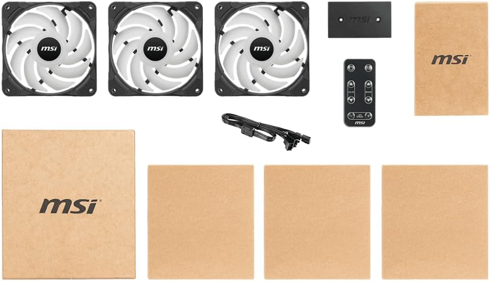 MSI MAX F12A-3H 120 mm Gehäuse Lüfter (3 x 120 mm Lüfter, LED-Steuerung, Fernbedienung, 3er Pack, sc