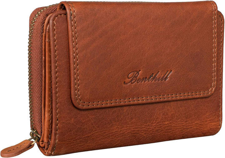 Benthill Echt Leder Damen Geldbörse | RFID Schutz Portemonnaie Damen | Frauen Geldbeutel mit vielen