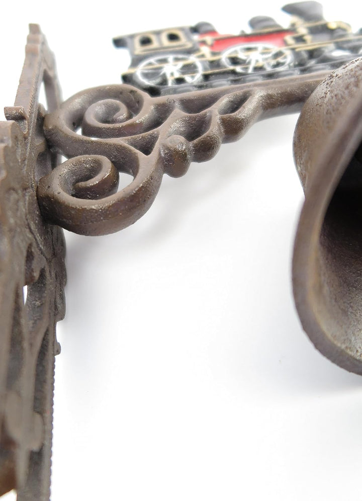 Clever-Deko Gartenglocke Wandglocke ROT Eisenbahn DAMPFLOK Zug LOKOMOTIVE Gusseisen Eisen Eisenglock