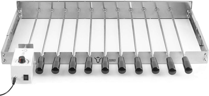 BBQ-Toro elektrischer Spiessdreher | Edelstahl Drehspiess Aufsatz mit 11 Spiessen und Motor | grösse