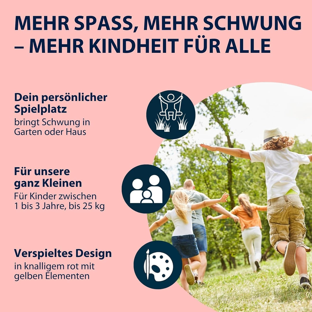 HUDORA Babyschaukel höhenverstellbar 120-180 cm in rot/gelb für den Garten I Baby Swing Outdoor I Ki