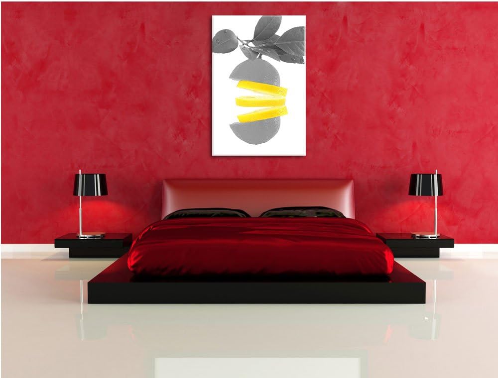 Frische aufgeschnittene Zitrone schwarz/weiss Format: 100x70 auf Leinwand, XXL riesige Bilder fertig