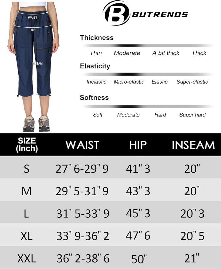 Butrends Wanderhose Damen schnelltrocknend Outdoorhose atmungsaktiv Anti-UV Cargohose Verschleissfes