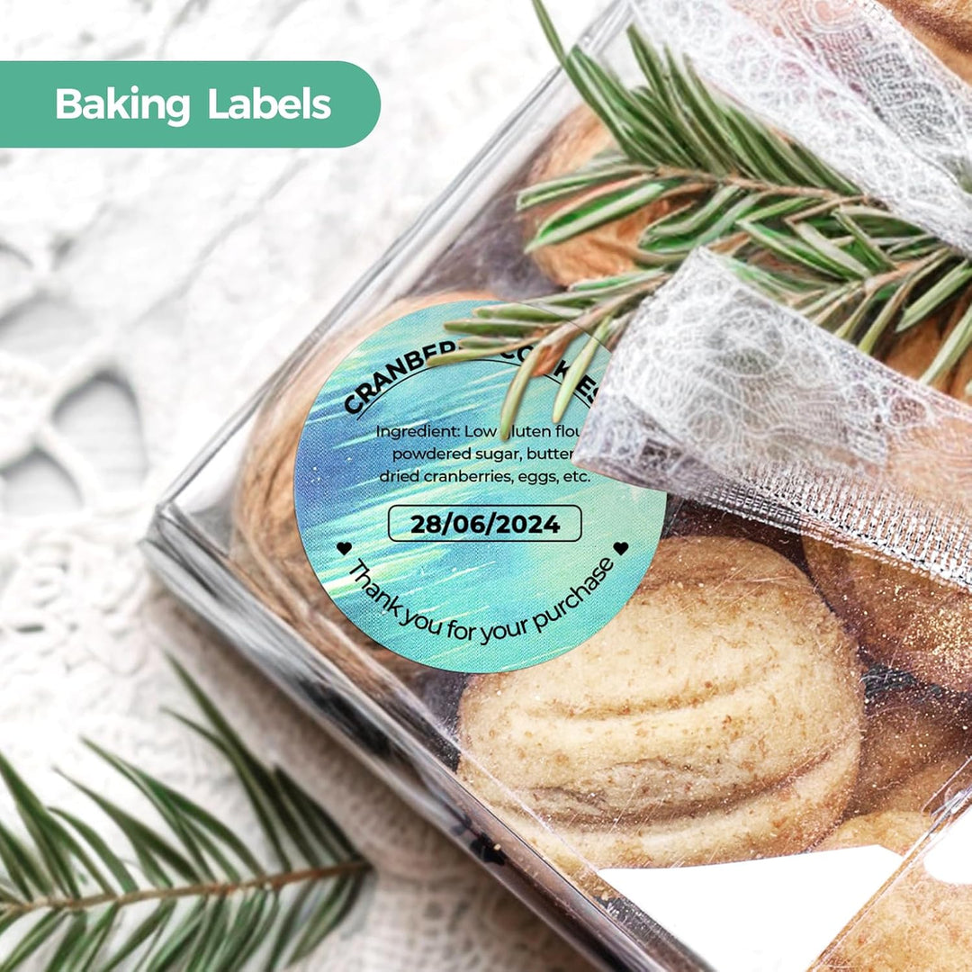 MUNBYN Runde Thermo Etiketten 50x50mm, Thermo Aufkleber Etiketten, grüne Thermo Aufkleber für Backen