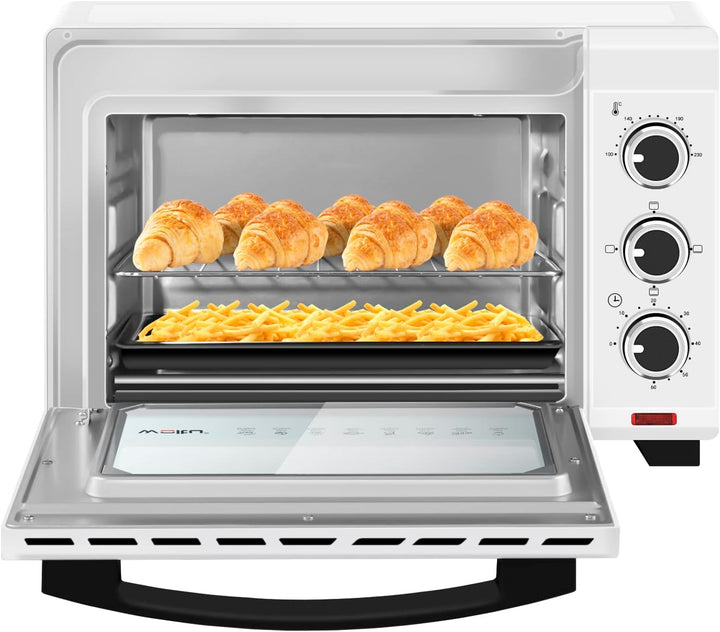 WOLTU Mini Backofen 20 Liter Pizzaofen Glastür mit Backblech mit Timer 100-250°C 1400 Watt Weiss BF0