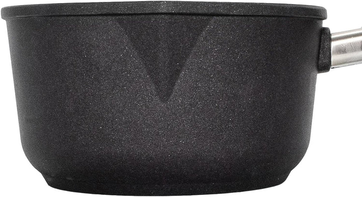 Eurolux Guss-Milchtopf Induktion Ø 18 cm Abnehmbarer Griff - Kleiner Stieltopf Aluguss mit Beschicht