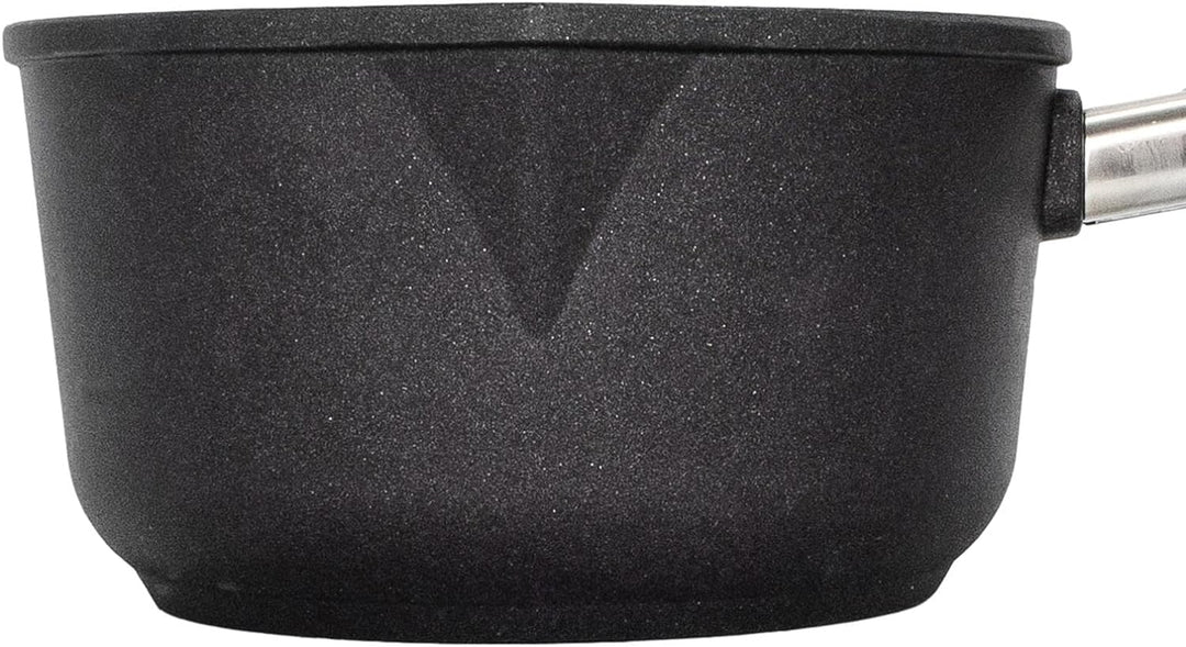 Eurolux Guss-Milchtopf Induktion Ø 18 cm Abnehmbarer Griff - Kleiner Stieltopf Aluguss mit Beschicht