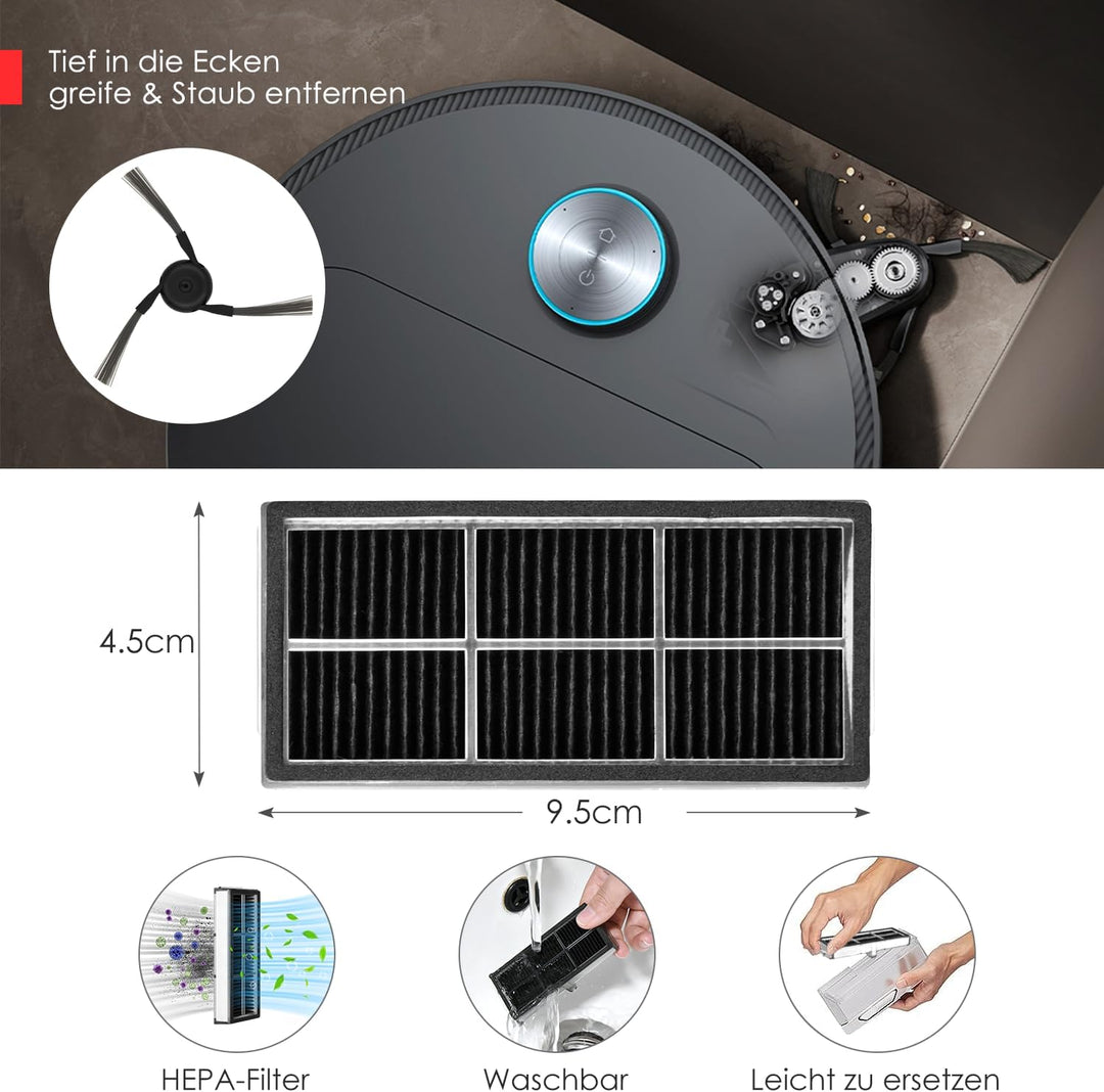 Zubehörset für dreame X40 Ultra Complete / L40 Ultra, 4*Mopp Wischpad 6* Staubbeutel 1*Hauptbürste 4