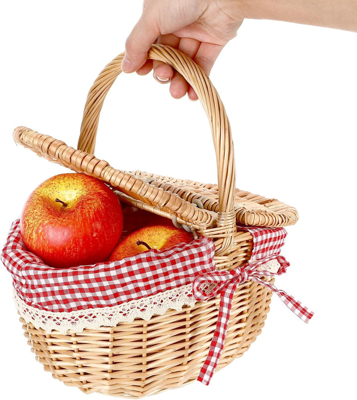 MAGICLULU 1 Stück Weiden-Picknickkorb Mit Einlage Picknickkorb Im Landhausstil Mit Deckel Für Einkau