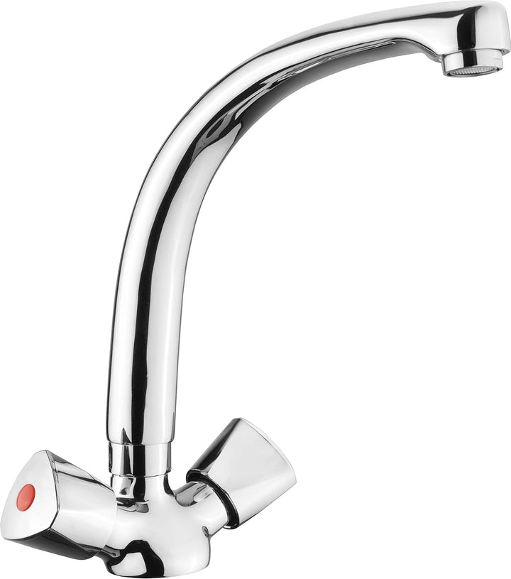 Cornat Spültisch-Zweigriffarmatur "Lisa" - Hochwertiger Messingkörper - verchromt - Hoher & schwenkb