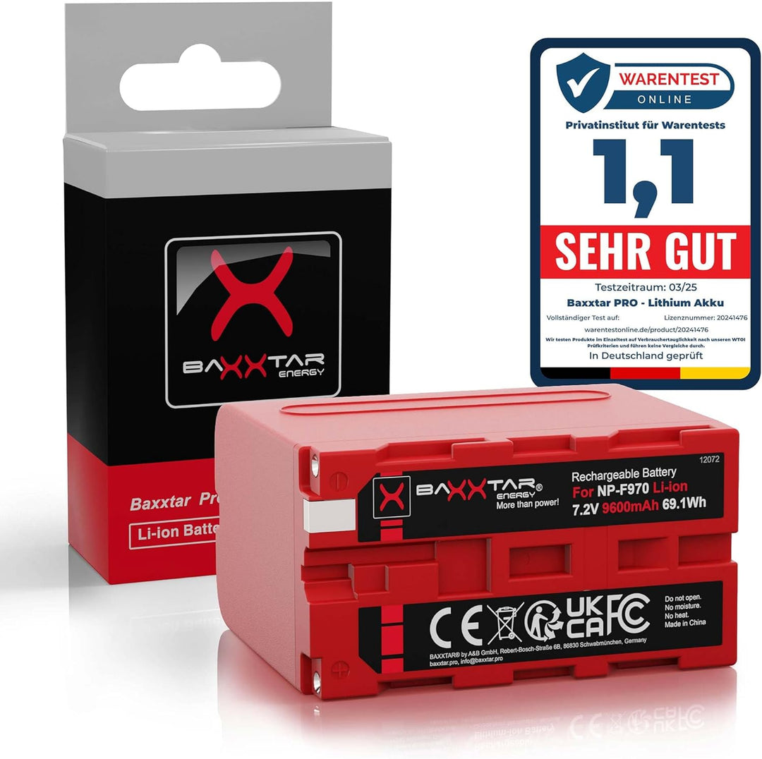 Baxxtar Pro Akku NP-F970 - LG Cells Inside (echte 7800mAh) kompatibel mit Sony NP-F980 / F970 / F750