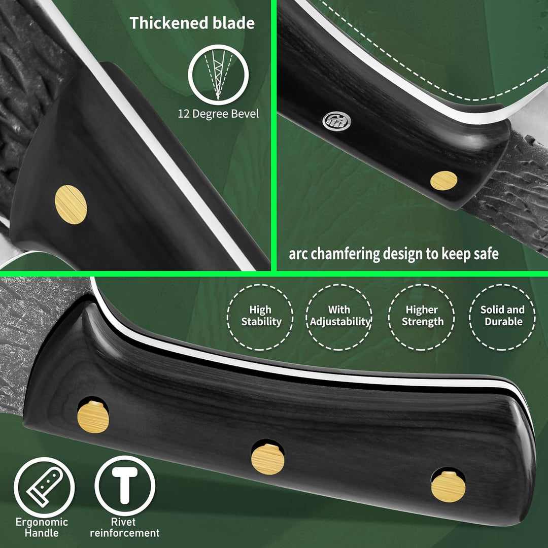 FULLHI Multi-color Holzgriff Full Tang Heavy Meat Cleaver mit Scheide, High Carbon Steel Chef Fleisc