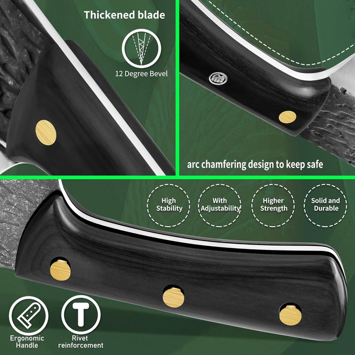 FULLHI Multi-color Holzgriff Full Tang Heavy Meat Cleaver mit Scheide, High Carbon Steel Chef Fleisc