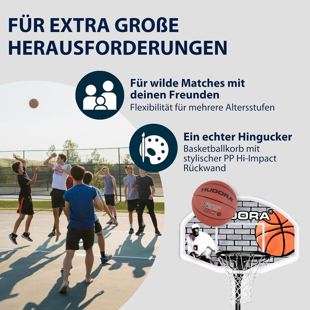 HUDORA Basketball-Ständer PRO XXL, höhenverstellbar bis 305 cm - Basketballkorb - 71661