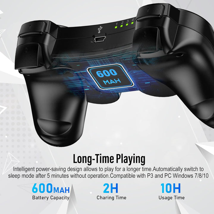 Diswoe Controller für PS-3, 2er Pack Wireless Controller für Play-Station 3 mit Dual Shock, Gyro Axi