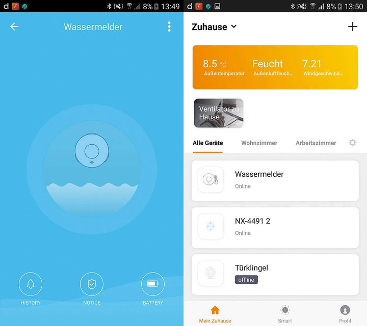 VisorTech Wassersensor: WLAN-Wassermelder, externer Sensor, App, bis 8 Jahre Batterie-Laufzeit (Wass