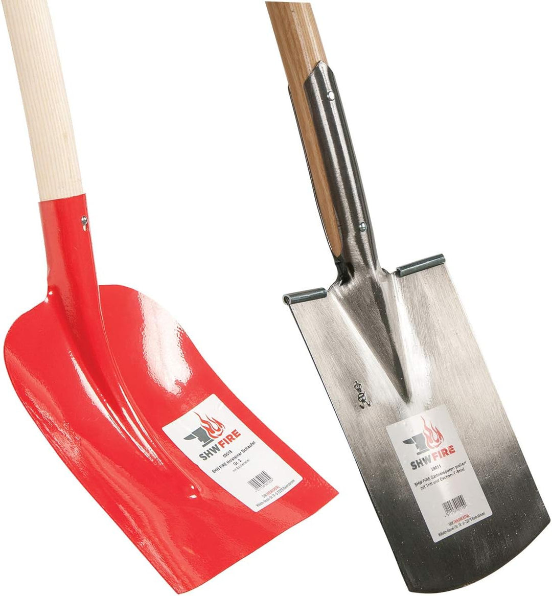 SHW-FIRE 2-TLG. Gartenwerkzeug: Holsteiner Schaufel und Gärtnerspaten mit Eschenholz-Stiel, aus Spez