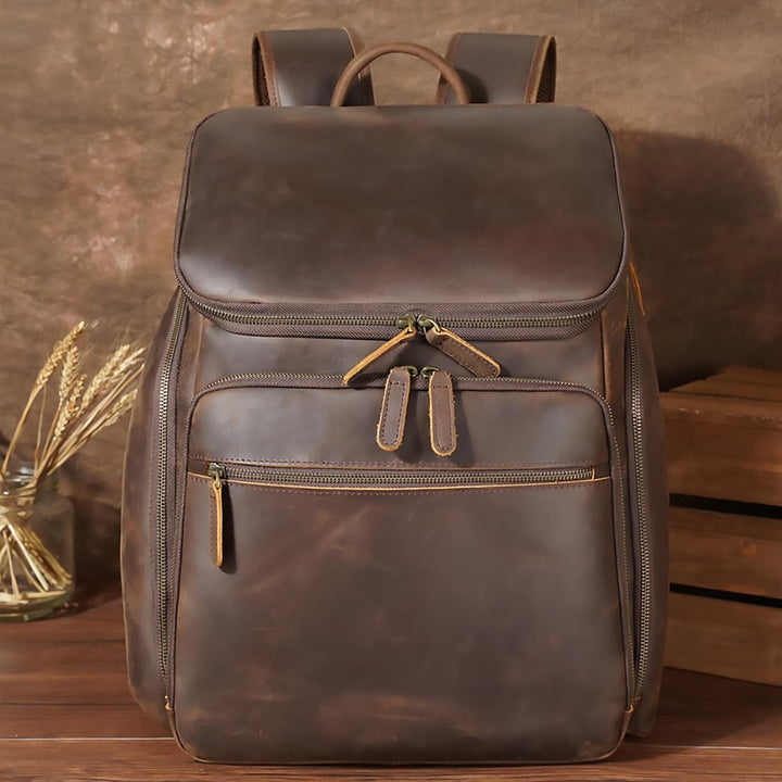TIDING Rucksack Herren Leder 15,6 Zoll Laptop Tasche Schulrucksack Laptoptasche Grosse Kapazität Day