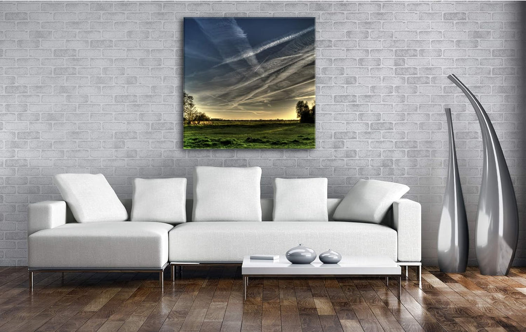 deyoli Weite Wiese bei Sonnenaufgang Format: 70x70 als Leinwandbild, Motiv fertig gerahmt auf Echtho