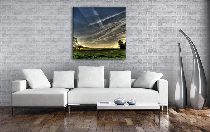 deyoli Weite Wiese bei Sonnenaufgang Format: 70x70 als Leinwandbild, Motiv fertig gerahmt auf Echtho