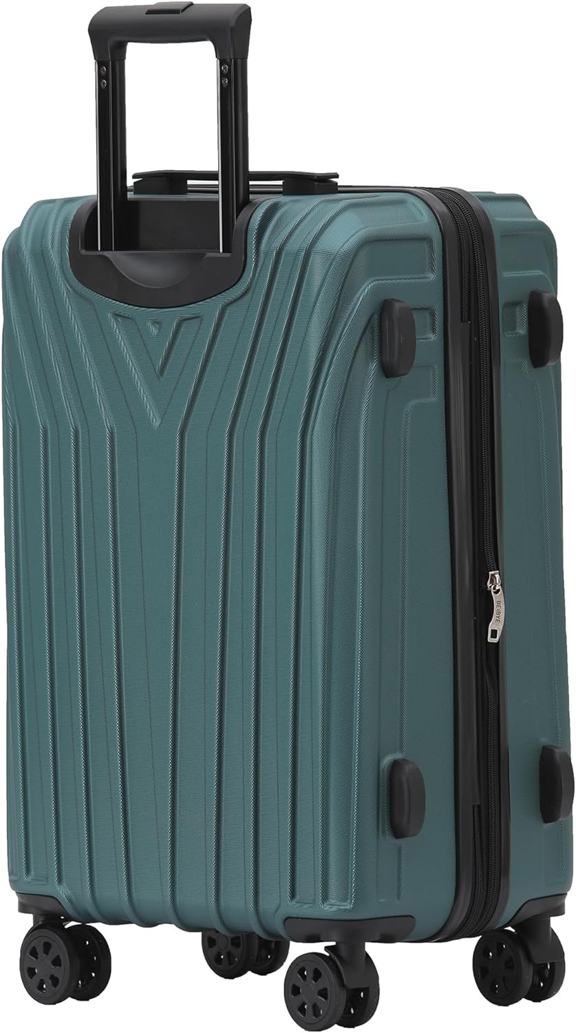BEIBYE Kofferset Rollkoffer Koffer Hartschale,TSA Schloss, Zwillingsrollen, Erweiterung (Dunkelgrün,