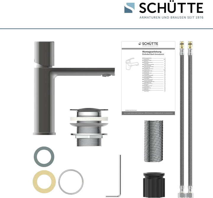 Schütte 33612 NEW YORK Waschtischarmatur mit Ablaufgarnitur, Mischbatterie mit Pop-Up Ventil, Badarm