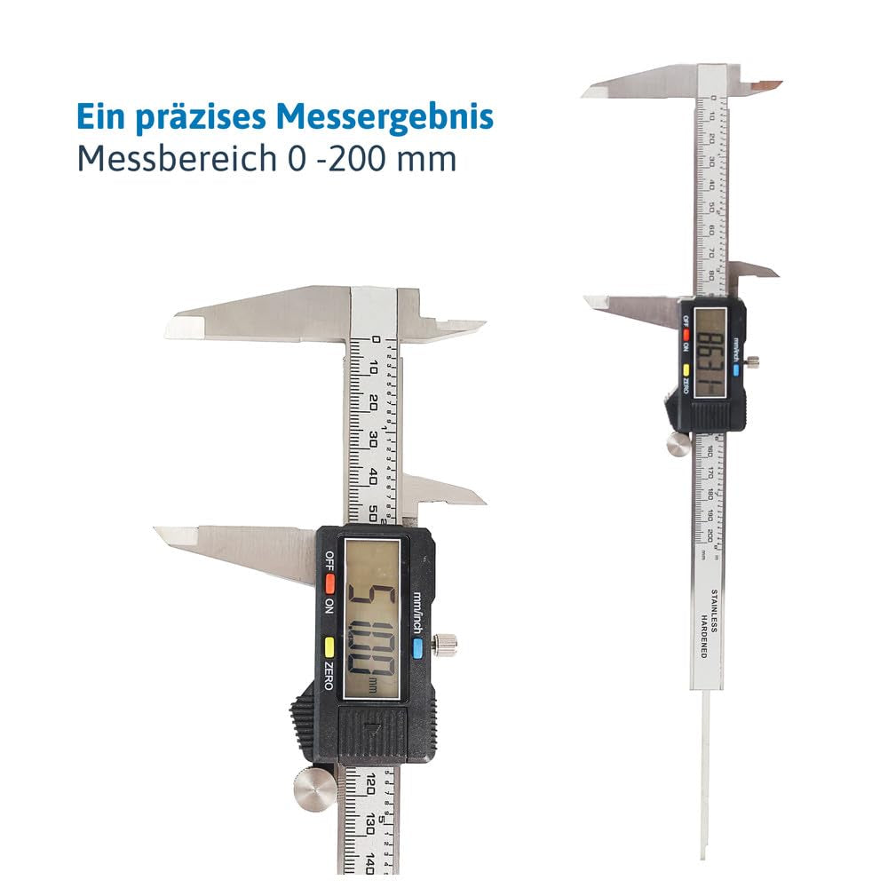 Dönges Digitaler Messchieber 200 mm | LCD Display, CE, Messbereich 0-200 mm | Digitale Schieblehre,