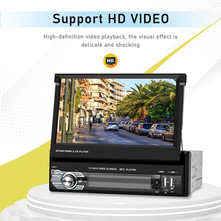 Hikity 1 Din Autoradio mit Wireless Carplay Android Auto Radio mit Slide Out Bildschirm 7 Zoll Touch
