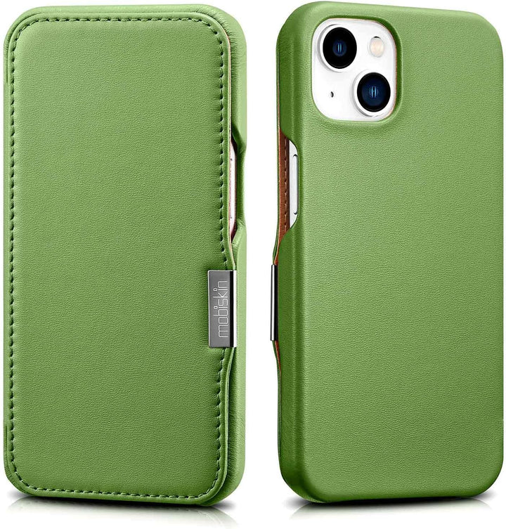 Mobiskin Hülle kompatibel mit Apple iPhone 13 (6,1 Zoll), Handyhülle mit echtem Leder, Case, Schutzh