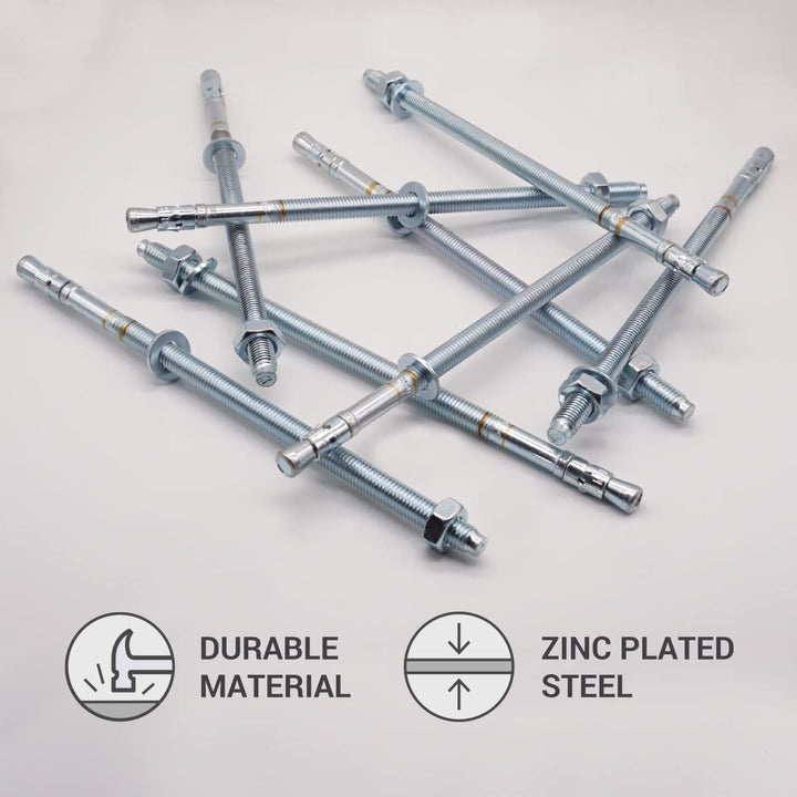 (10 Stück) Keilanker M10 x 230 mm, Metalldübel, Durchgangsbolzen Mauerwerk, Betonspreizanker (10, M1