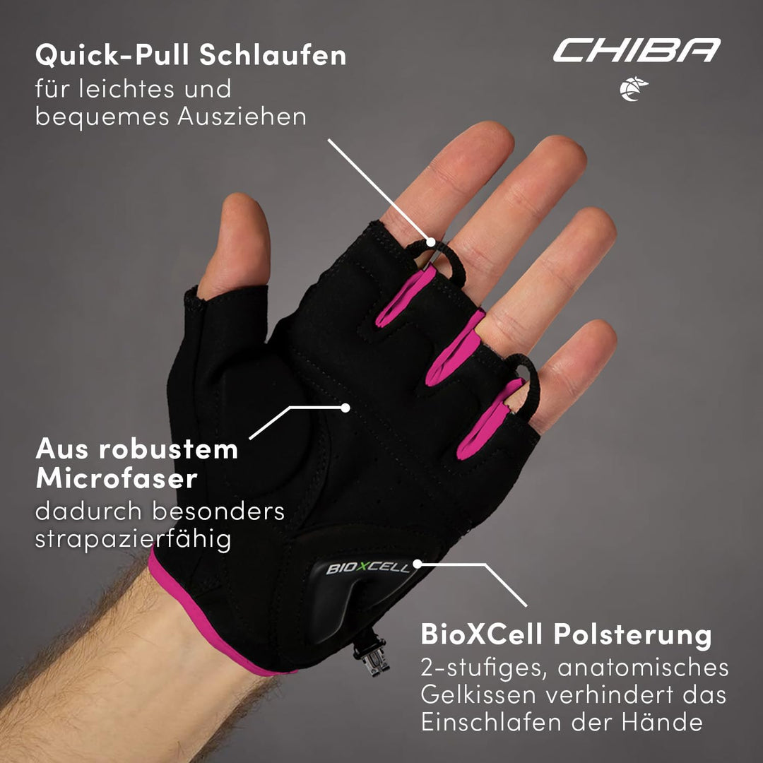 Chiba BioXCell Super Fly | Langlebige Sommer Rad Handschuhe für Damen & Herren | Anatomisches Gelkis