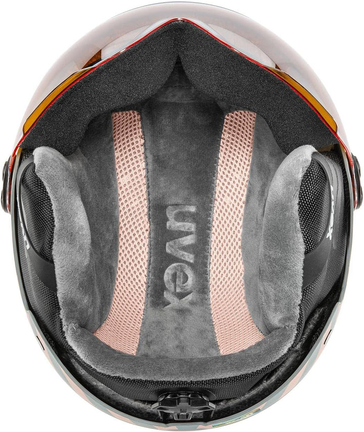 uvex rocket jr visor - Skihelm für Kinder - mit Visier - individuelle Grössenanpassung - rhino - blu