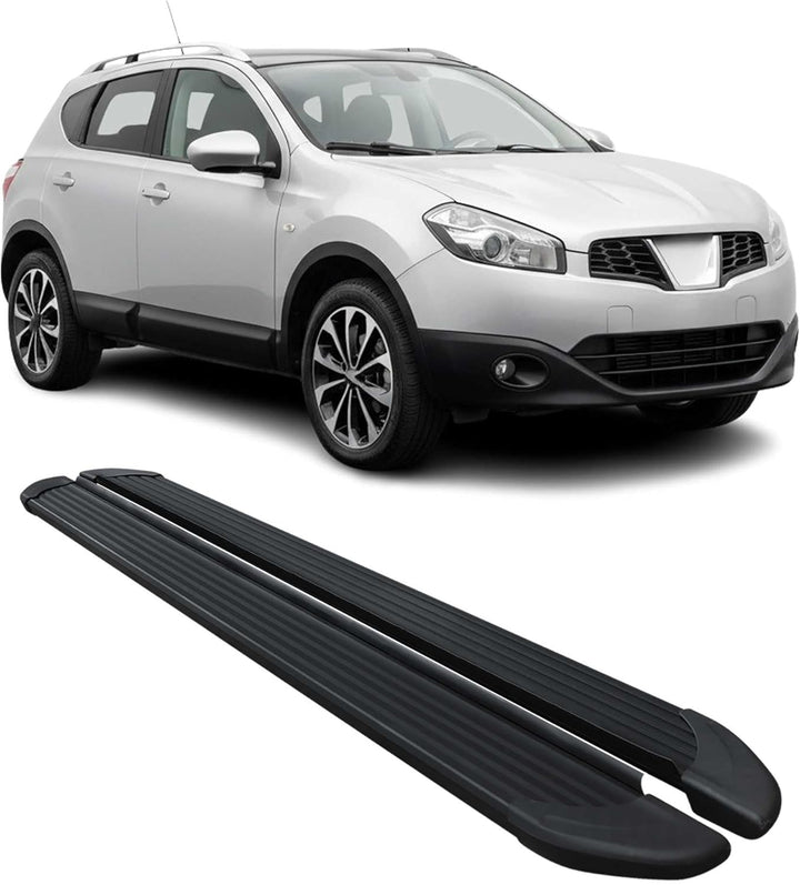OMAC Schweller Trittbretter Schweller für Nissan Qashqai J10 2006-2014 Alu Schwarz OPA / Schwarz Qas