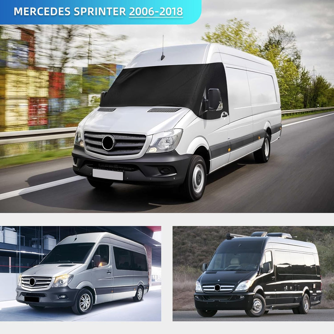 Sonnenschutz Frontscheibe für Mercedes Sprinter 2006-2018, 600D Oxford Tuch 100% Lichtblockend, Wass