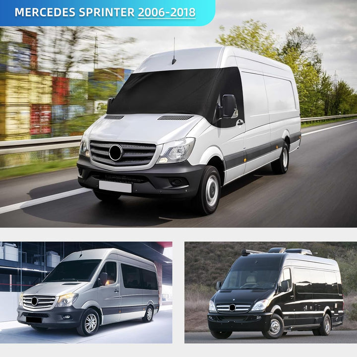 Sonnenschutz Frontscheibe für Mercedes Sprinter 2006-2018, 600D Oxford Tuch 100% Lichtblockend, Wass