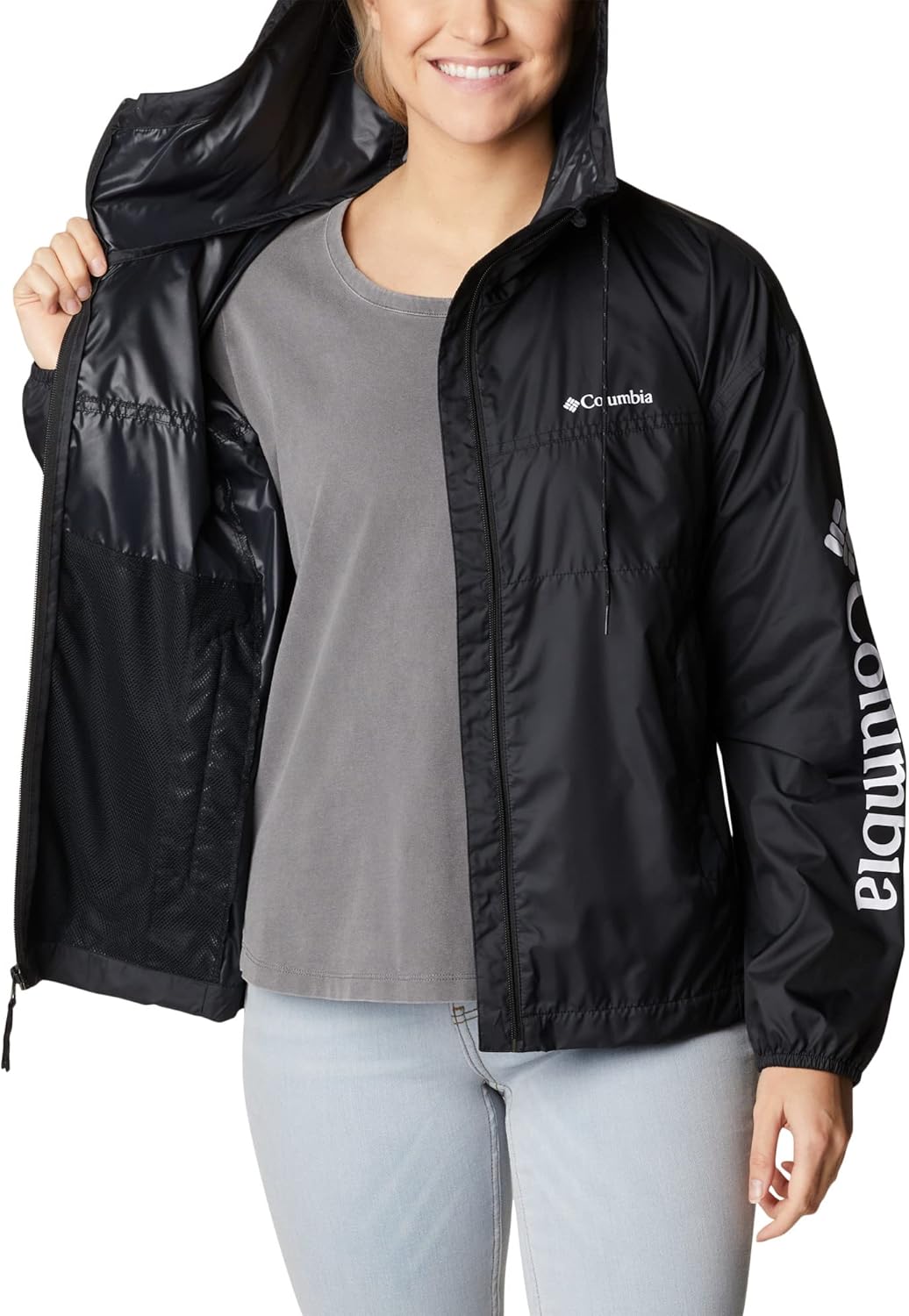 Columbia Damen Flash Challenger Novelty Windbreaker-Jacke, Schwarz