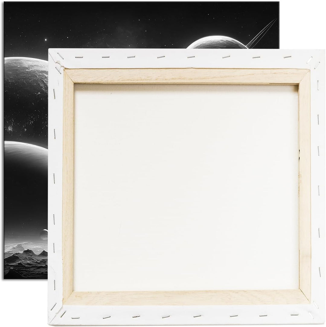 deyoli Planeten mit Baum bei Nacht im Format: 60x60 Effekt: Schwarz&Weiss als Leinwandbild, Motiv au