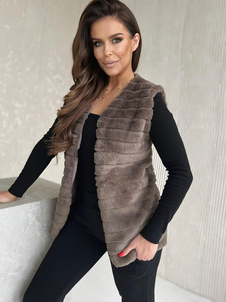 Och Bella Weste für Damen, Weich und Flauschig, Kurze Fellweste, Perfekt für Kältere Tage, Stylische