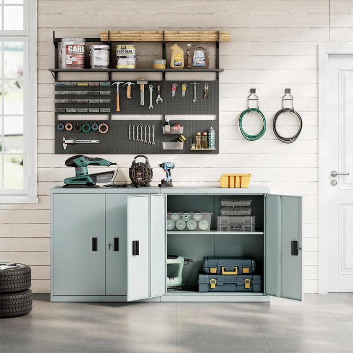 WOLTU Aktenschrank abschliessbar, Ordnerschrank mit höhenverstellbarem Einlegboden, Metallschrank mi