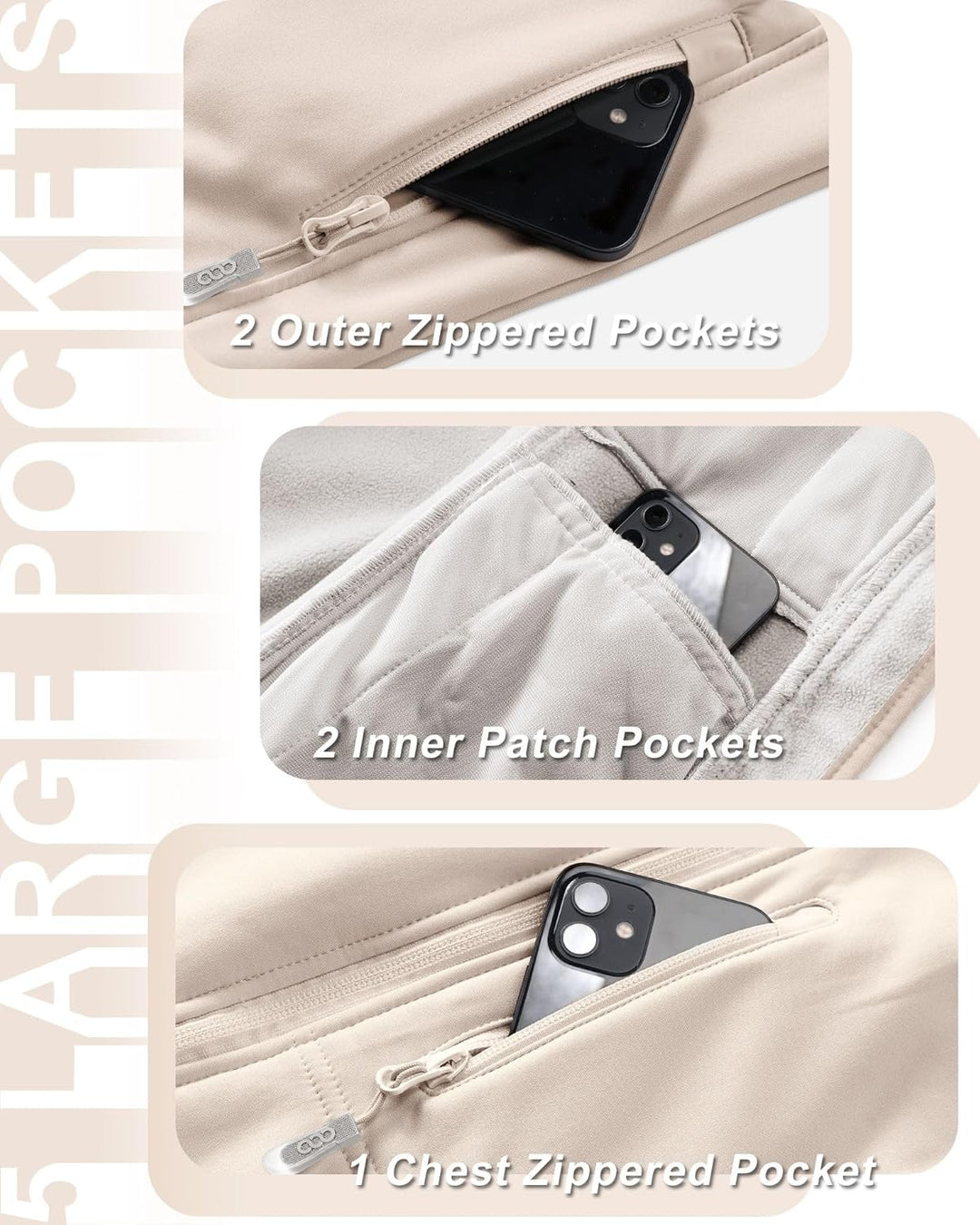 33,000ft Damen Softshell Westen mit Abnehmbare Kapuze Fleece Gefütterte Ärmellose Jacke Wasserdichte