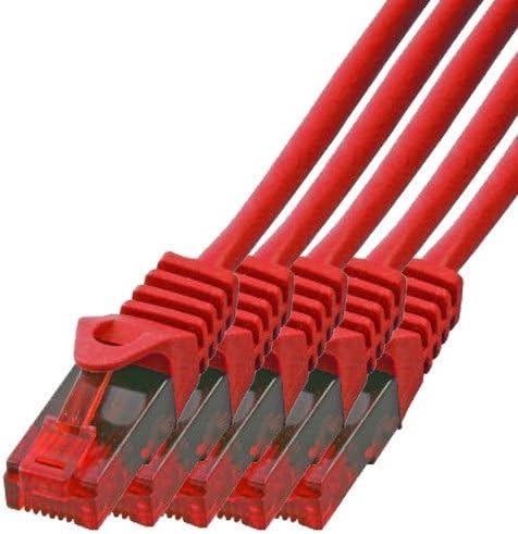 BIGtec - 5 Stück - 30m Gigabit Netzwerkkabel Patchkabel Ethernet LAN DSL Patch Kabel rot (2x RJ-45 A