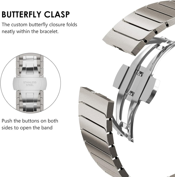 KADES Kompatibel mit Apple Watch Armband , Herren Damen Edelstahl Gliederarmband für iWatch Ultra 2/